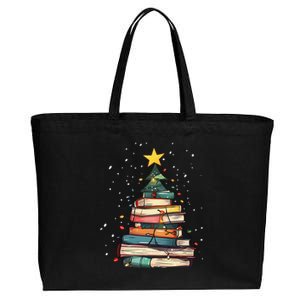 Book Christmas Tree Book Lover Teacher Librarian Cotton Canvas Jumbo Tote