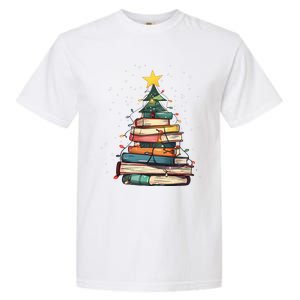 Book Christmas Tree Book Lover Teacher Librarian Garment-Dyed Heavyweight T-Shirt