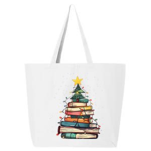 Book Christmas Tree Book Lover Teacher Librarian 25L Jumbo Tote