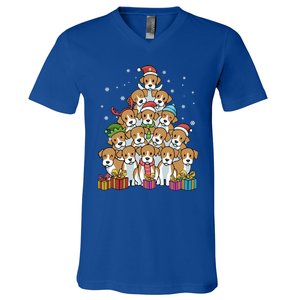 Beagle Christmas Tree Cool Gift V-Neck T-Shirt