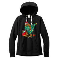 Bigfoot Christmas Tree Lights Xmas Sasquatch Lovers Women's Fleece Hoodie