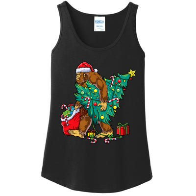 Bigfoot Christmas Tree Lights Xmas Sasquatch Lovers Ladies Essential Tank