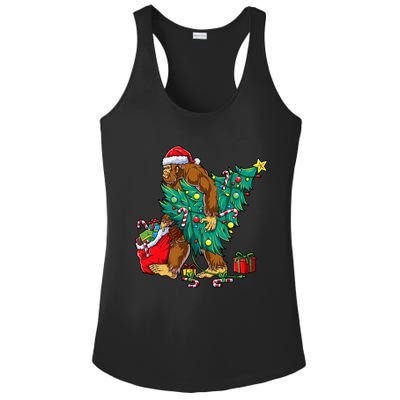 Bigfoot Christmas Tree Lights Xmas Sasquatch Lovers Ladies PosiCharge Competitor Racerback Tank