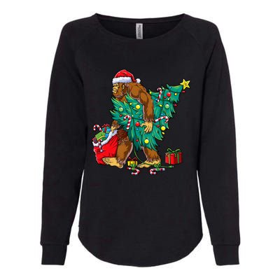 Bigfoot Christmas Tree Lights Xmas Sasquatch Lovers Womens California Wash Sweatshirt