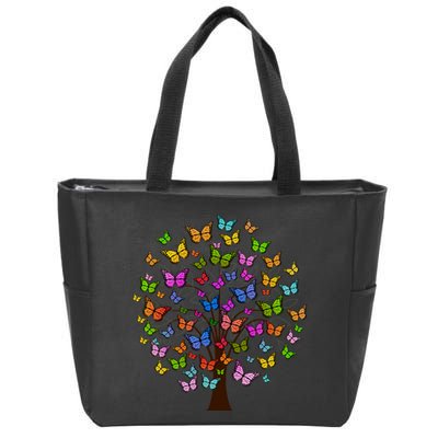 Butterfly Colorful Tree Zip Tote Bag