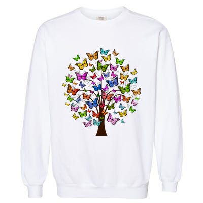Butterfly Colorful Tree Garment-Dyed Sweatshirt