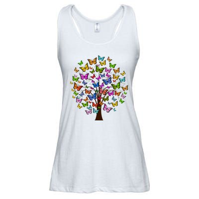 Butterfly Colorful Tree Ladies Essential Flowy Tank