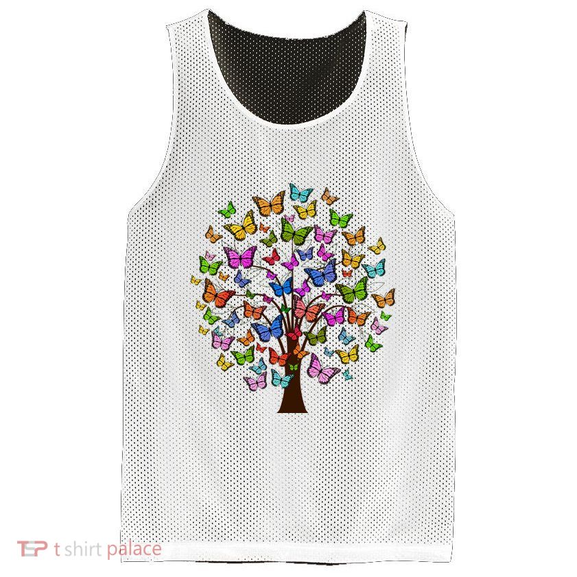 Butterfly Colorful Tree Mesh Reversible Basketball Jersey Tank