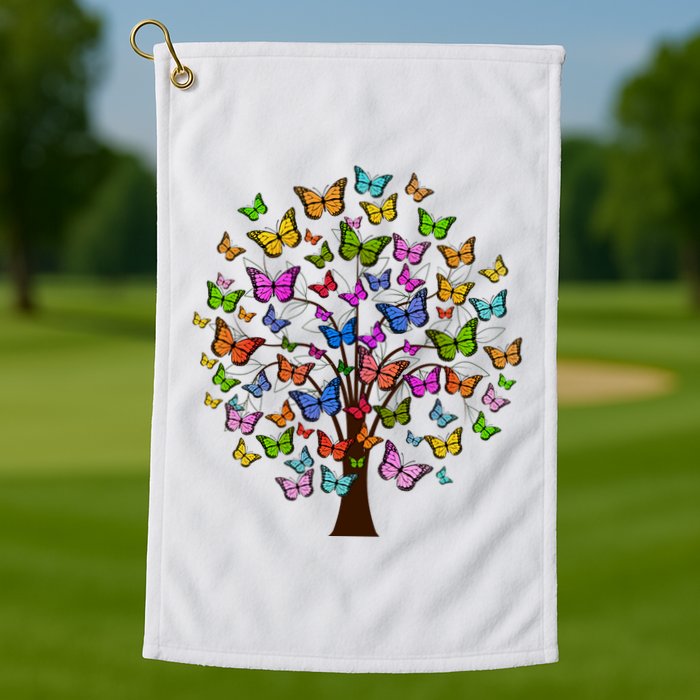 Butterfly Colorful Tree Golf Towel