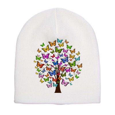 Butterfly Colorful Tree Short Acrylic Beanie