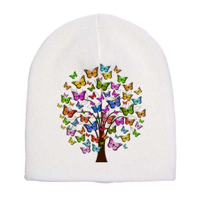 Butterfly Colorful Tree Short Acrylic Beanie