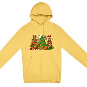 Basketball Christmas Trees Xmas Holiday Leopard Print Gift Premium Pullover Hoodie