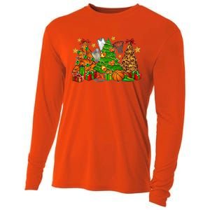 Basketball Christmas Trees Xmas Holiday Leopard Print Gift Cooling Performance Long Sleeve Crew