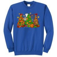 Basketball Christmas Trees Xmas Holiday Leopard Print Gift Sweatshirt