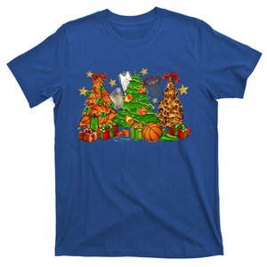 Basketball Christmas Trees Xmas Holiday Leopard Print Gift T-Shirt