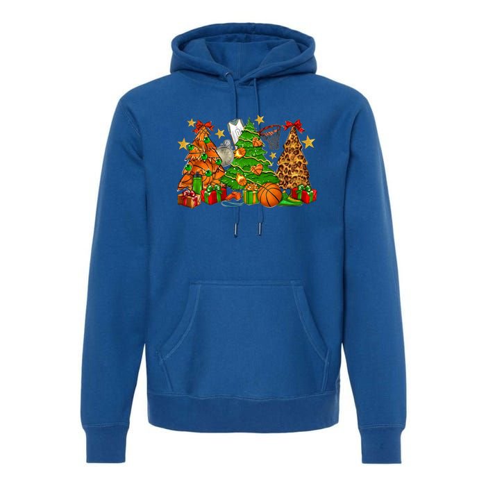 Basketball Christmas Trees Xmas Holiday Leopard Print Gift Premium Hoodie