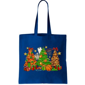 Basketball Christmas Trees Xmas Holiday Leopard Print Gift Tote Bag