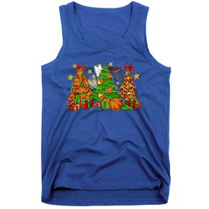 Basketball Christmas Trees Xmas Holiday Leopard Print Gift Tank Top