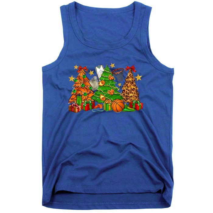 Basketball Christmas Trees Xmas Holiday Leopard Print Gift Tank Top