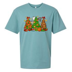 Basketball Christmas Trees Xmas Holiday Leopard Print Gift Sueded Cloud Jersey T-Shirt