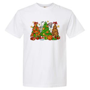 Basketball Christmas Trees Xmas Holiday Leopard Print Gift Garment-Dyed Heavyweight T-Shirt