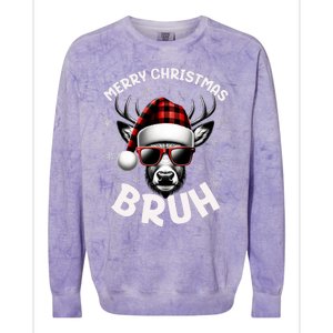 Bruh Christmas Teens Xmas Merry Christmas Reindeer Colorblast Crewneck Sweatshirt