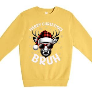 Bruh Christmas Teens Xmas Merry Christmas Reindeer Premium Crewneck Sweatshirt