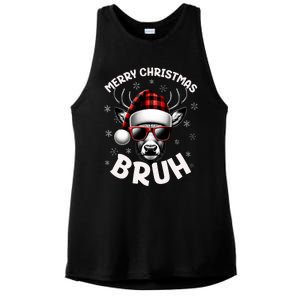 Bruh Christmas Teens Xmas Merry Christmas Reindeer Ladies PosiCharge Tri-Blend Wicking Tank