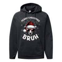 Bruh Christmas Teens Xmas Merry Christmas Reindeer Performance Fleece Hoodie