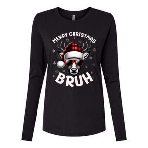 Bruh Christmas Teens Xmas Merry Christmas Reindeer Womens Cotton Relaxed Long Sleeve T-Shirt