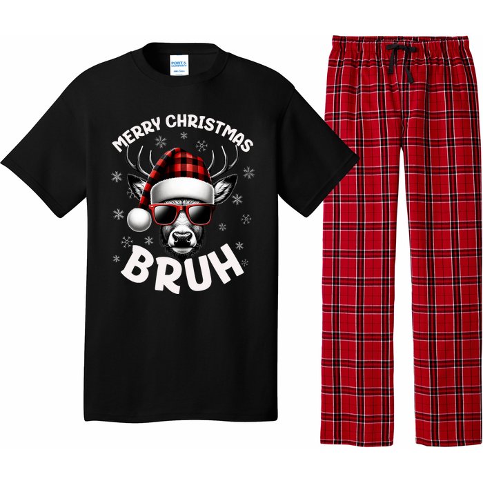 Bruh Christmas Teens Xmas Merry Christmas Reindeer Pajama Set