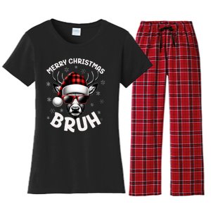 Bruh Christmas Teens Xmas Merry Christmas Reindeer Women's Flannel Pajama Set