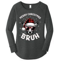 Bruh Christmas Teens Xmas Merry Christmas Reindeer Women's Perfect Tri Tunic Long Sleeve Shirt