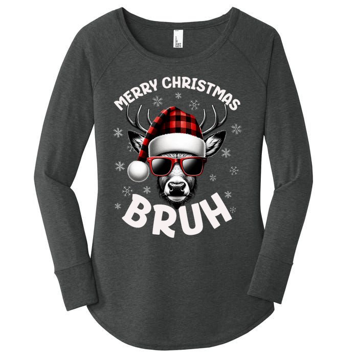 Bruh Christmas Teens Xmas Merry Christmas Reindeer Women's Perfect Tri Tunic Long Sleeve Shirt