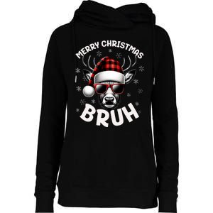 Bruh Christmas Teens Xmas Merry Christmas Reindeer Womens Funnel Neck Pullover Hood