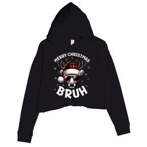 Bruh Christmas Teens Xmas Merry Christmas Reindeer Crop Fleece Hoodie