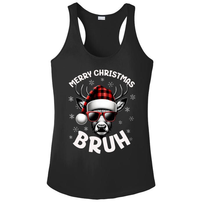 Bruh Christmas Teens Xmas Merry Christmas Reindeer Ladies PosiCharge Competitor Racerback Tank