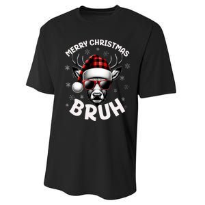 Bruh Christmas Teens Xmas Merry Christmas Reindeer Performance Sprint T-Shirt