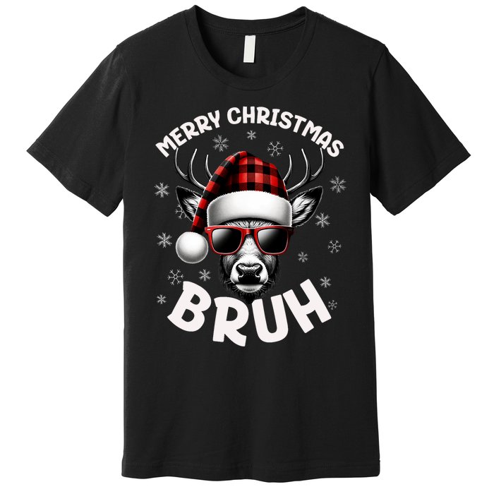 Bruh Christmas Teens Xmas Merry Christmas Reindeer Premium T-Shirt