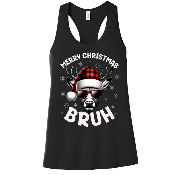 Bruh Christmas Teens Xmas Merry Christmas Reindeer Women's Racerback Tank