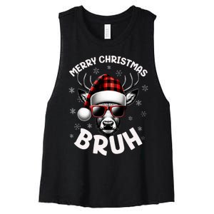 Bruh Christmas Teens Xmas Merry Christmas Reindeer Women's Racerback Cropped Tank