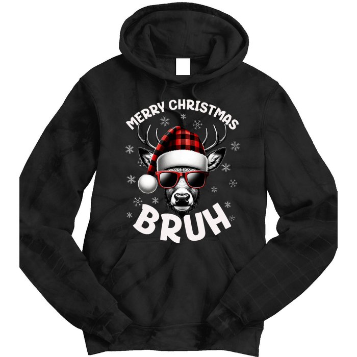 Bruh Christmas Teens Xmas Merry Christmas Reindeer Tie Dye Hoodie