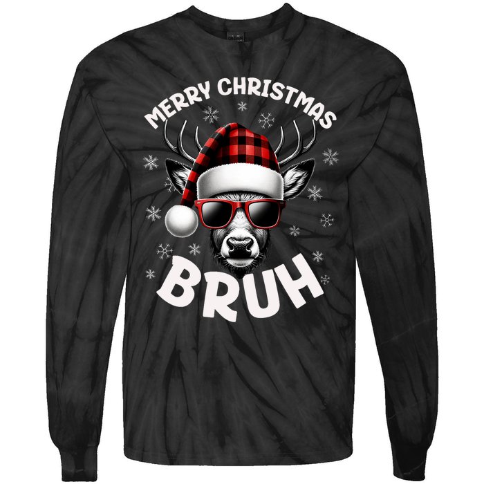 Bruh Christmas Teens Xmas Merry Christmas Reindeer Tie-Dye Long Sleeve Shirt