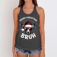 Bruh Christmas Teens Xmas Merry Christmas Reindeer Women's Knotted Racerback Tank