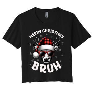 Bruh Christmas Teens Xmas Merry Christmas Reindeer Women's Crop Top Tee