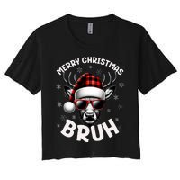 Bruh Christmas Teens Xmas Merry Christmas Reindeer Women's Crop Top Tee