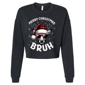 Bruh Christmas Teens Xmas Merry Christmas Reindeer Cropped Pullover Crew