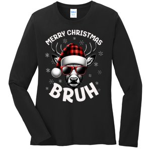 Bruh Christmas Teens Xmas Merry Christmas Reindeer Ladies Long Sleeve Shirt