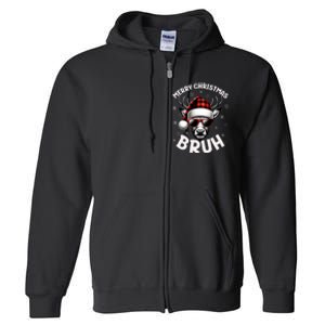 Bruh Christmas Teens Xmas Merry Christmas Reindeer Full Zip Hoodie