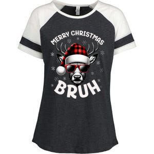 Bruh Christmas Teens Xmas Merry Christmas Reindeer Enza Ladies Jersey Colorblock Tee